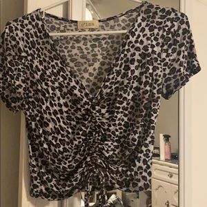 Leopard print cleavage shirt